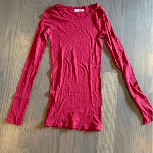 Michael Stars Red Cotton Long Sleeved Tee